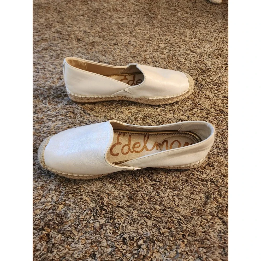 Sam Edelman Kesia White Leather Espadrille Slip On‎ Flats Womens 8M EUR 38